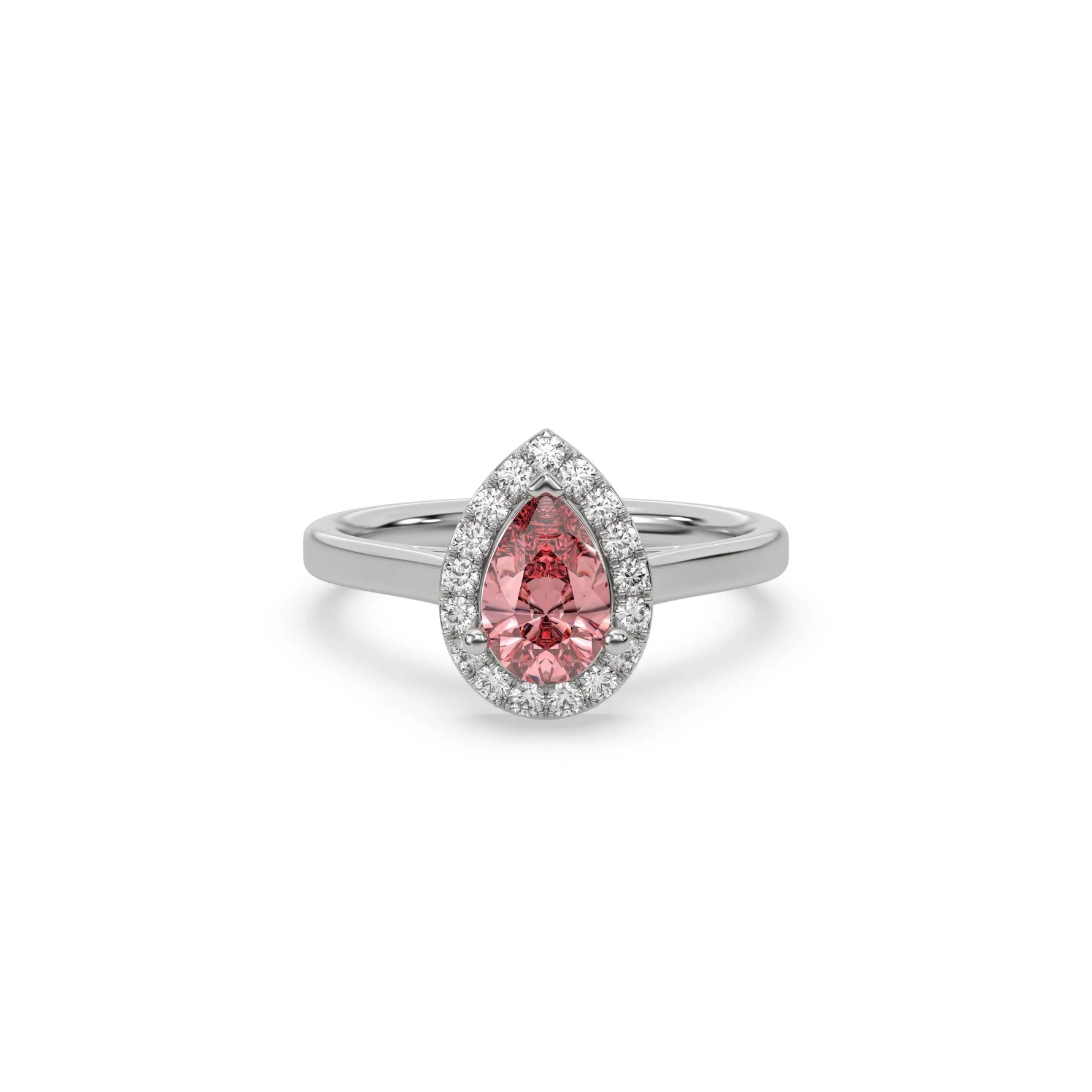 Pink Diamond Pear Halo Engagement Ring