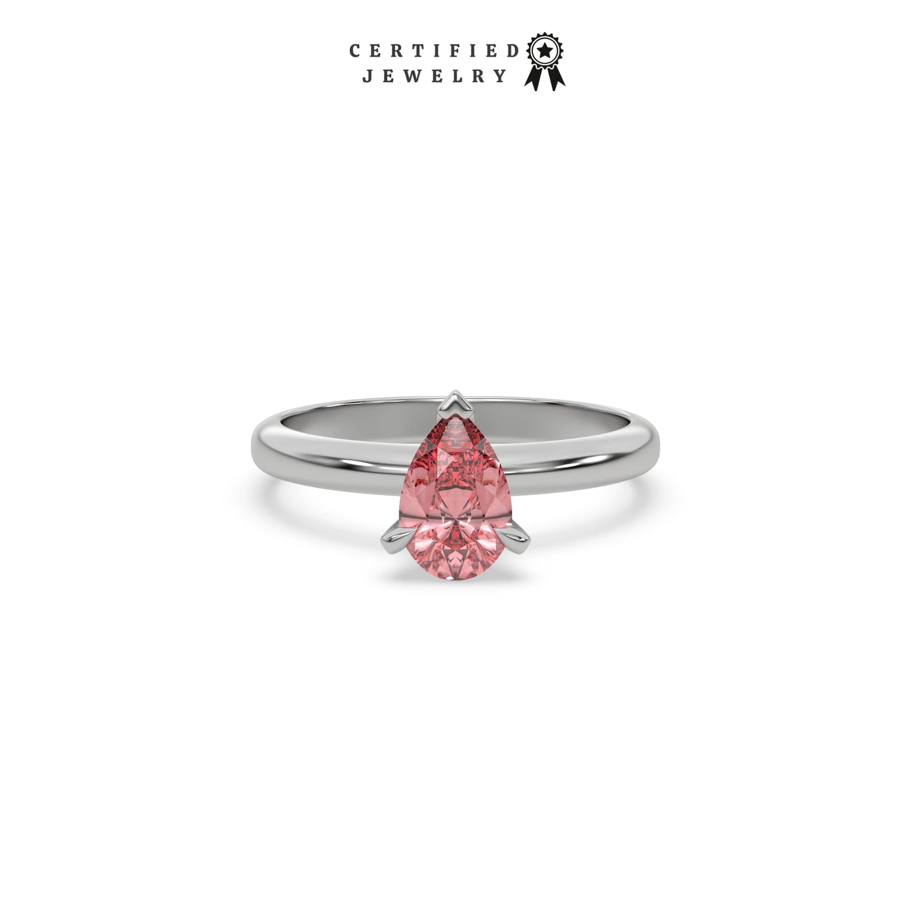 Pink Diamond Ring, Pear Cut Diamond Ring, Solitaire Engagement Ring, Round Diamond Wedding Ring, Pink Diamond Jewelry, Gift