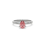 14K White Gold Pink Diamond Pear Solitaire Engagement Ring