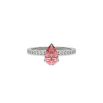 18K White Gold Fancy Pink Pear Solitaire Diamond Engagement Ring