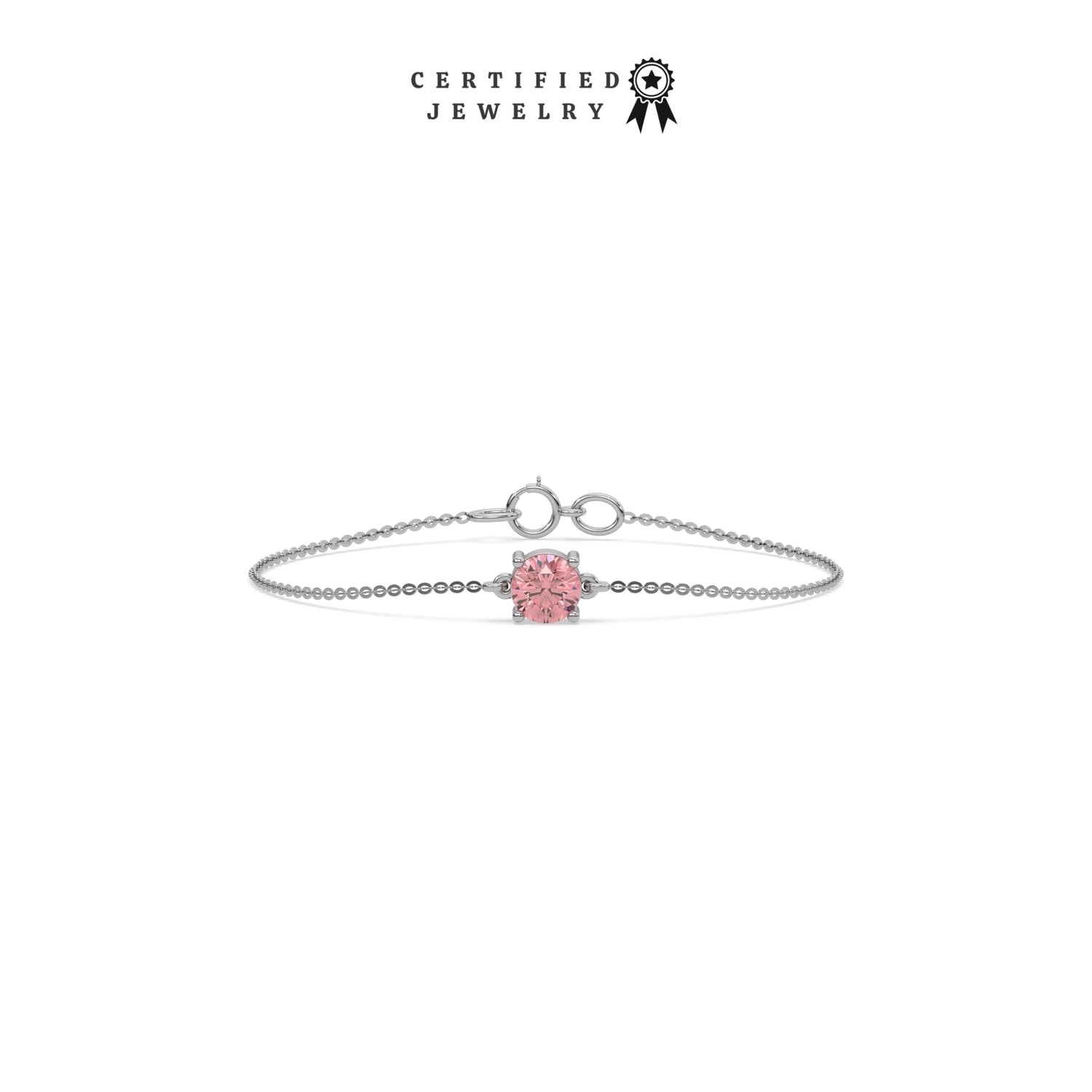 3 CT Fancy Pink Diamond Round Solitaire Bracelet