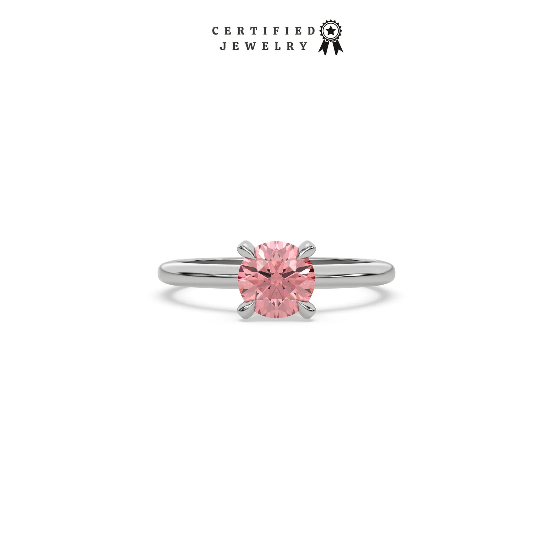 Pink Diamond Ring, Round Diamond Solitaire Ring, Pink Engagement Ring, Round Solitaire Ring, Round Wedding Ring, Lab Grown Diamond Ring