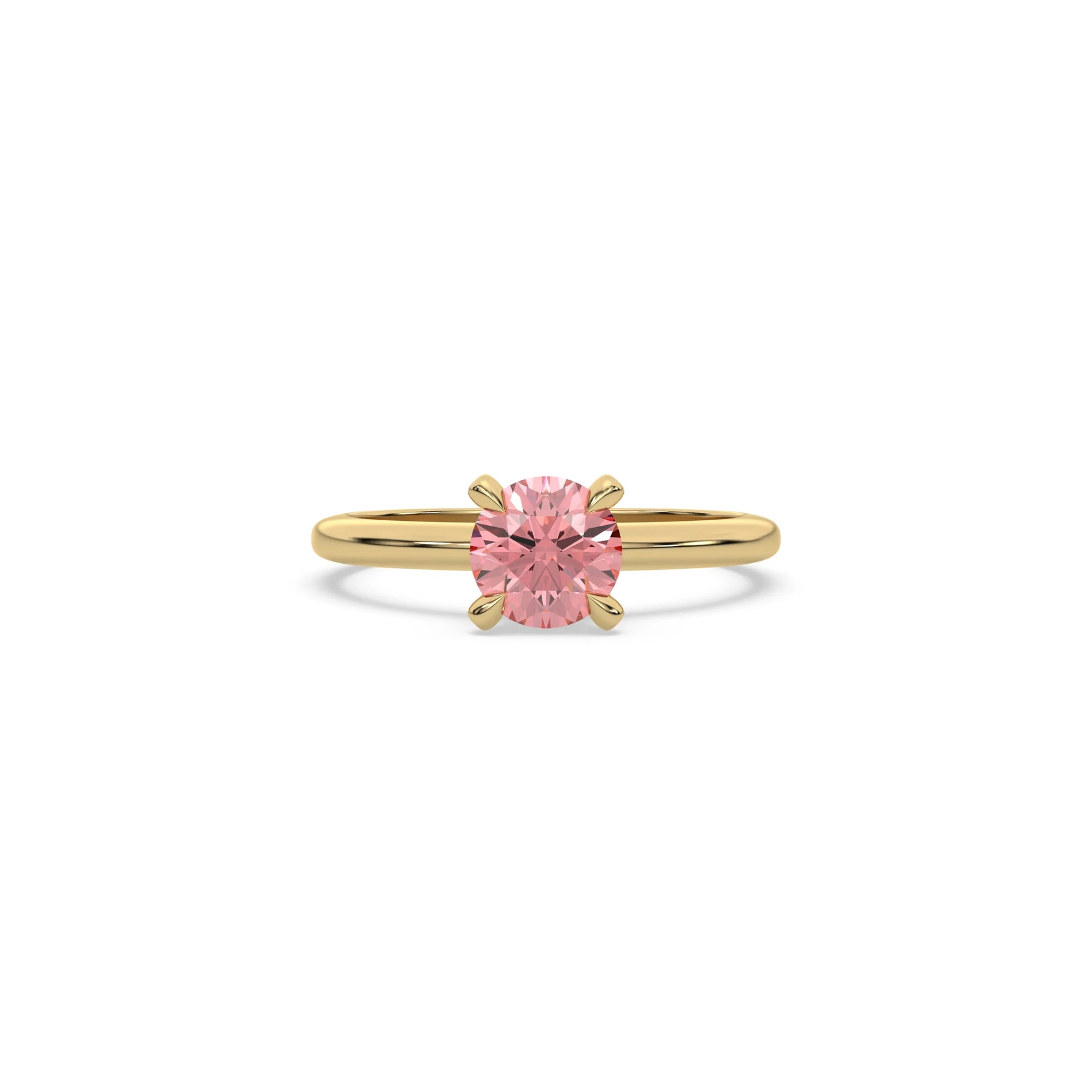 Pink Diamond Ring, Round Diamond Solitaire Ring, Pink Engagement Ring, Round Solitaire Ring, Round Wedding Ring, Lab Grown Diamond Ring
