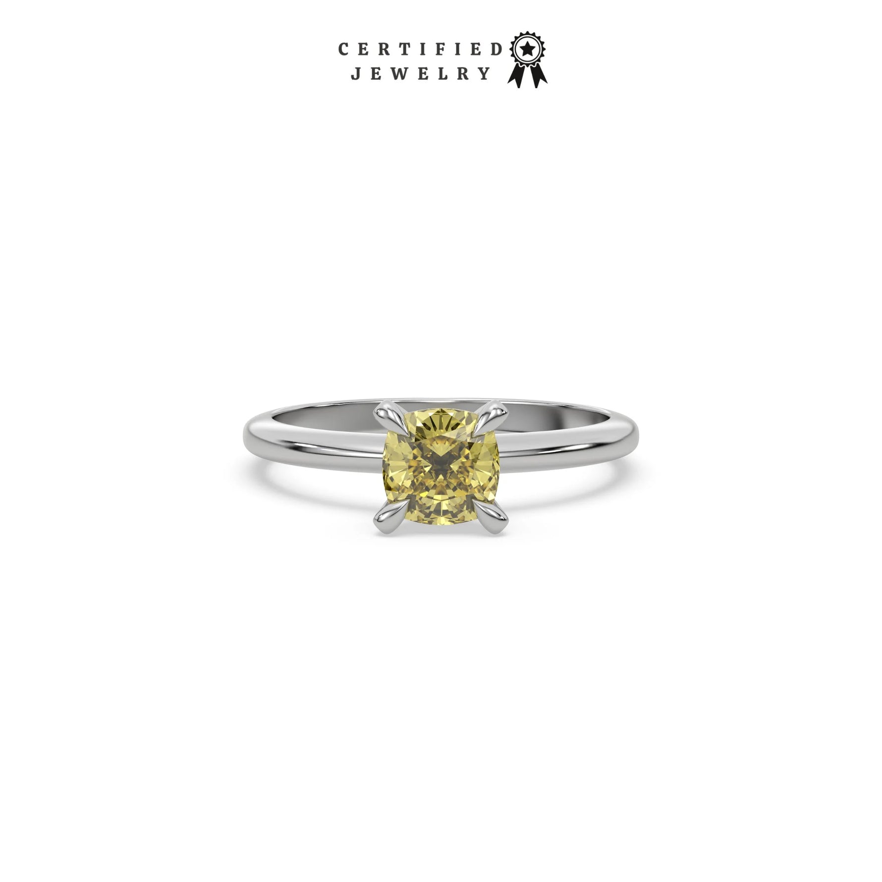 Yellow Diamond Ring, Cushion Cut Diamond Ring, Cushion Cut Wedding Ring, Cushion Engagement Ring, Yellow Diamond Jewelry, Gift