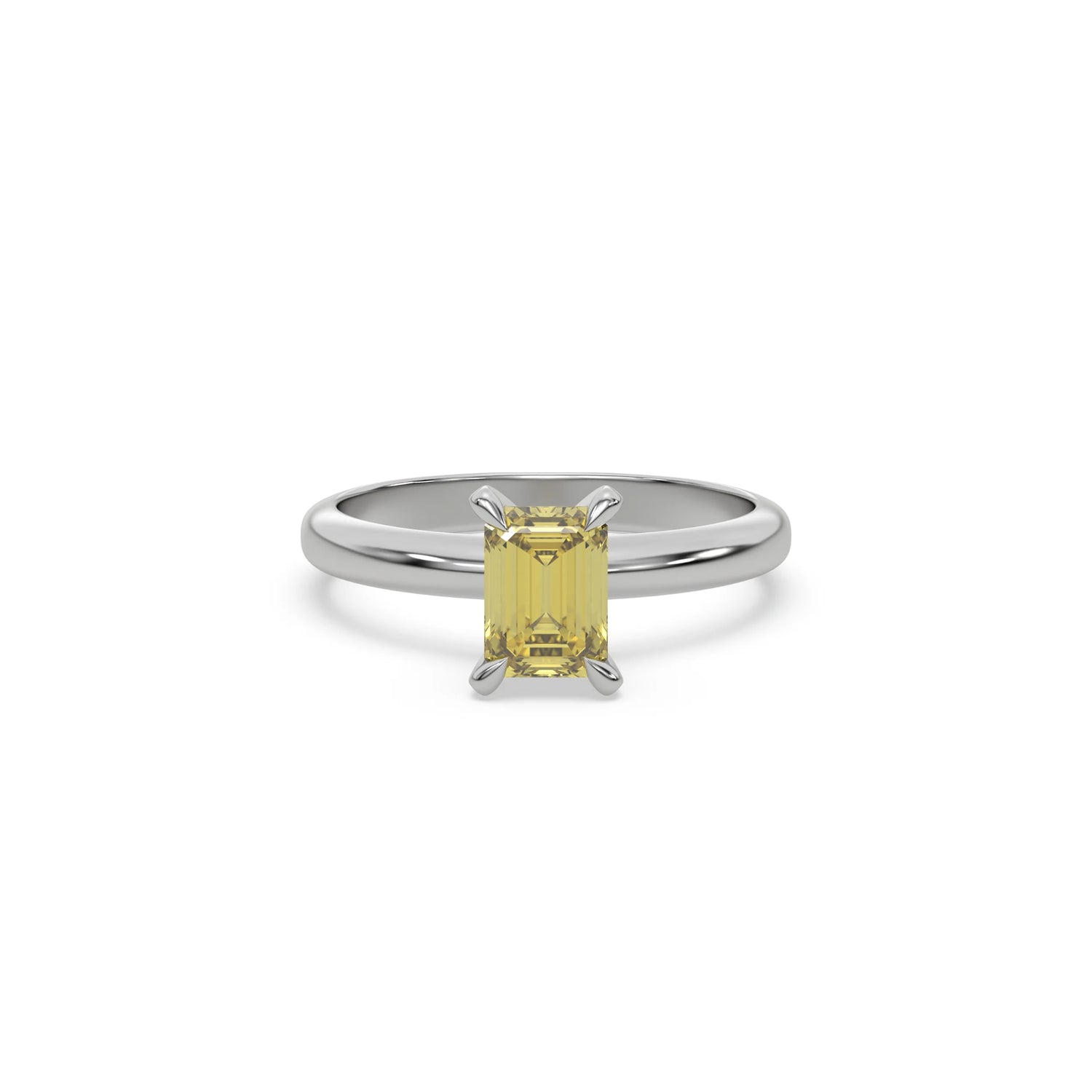 3 CT Fancy Yellow Diamond Classic Emerald Solitaire Ring