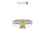 Yellow Diamond Ring, Emerald Cut Diamond Solitaire Engagement Ring, Gold Diamond Ring, Wedding Ring, White Gold Ring, Gift