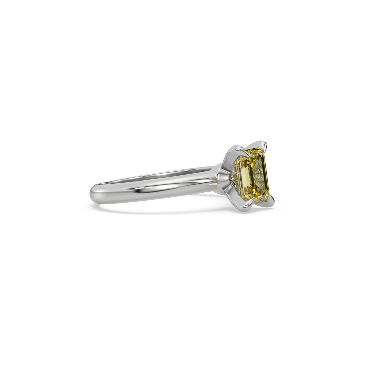 Yellow Diamond Ring, Emerald Cut Diamond Solitaire Engagement Ring, Gold Diamond Ring, Wedding Ring, White Gold Ring, Gift