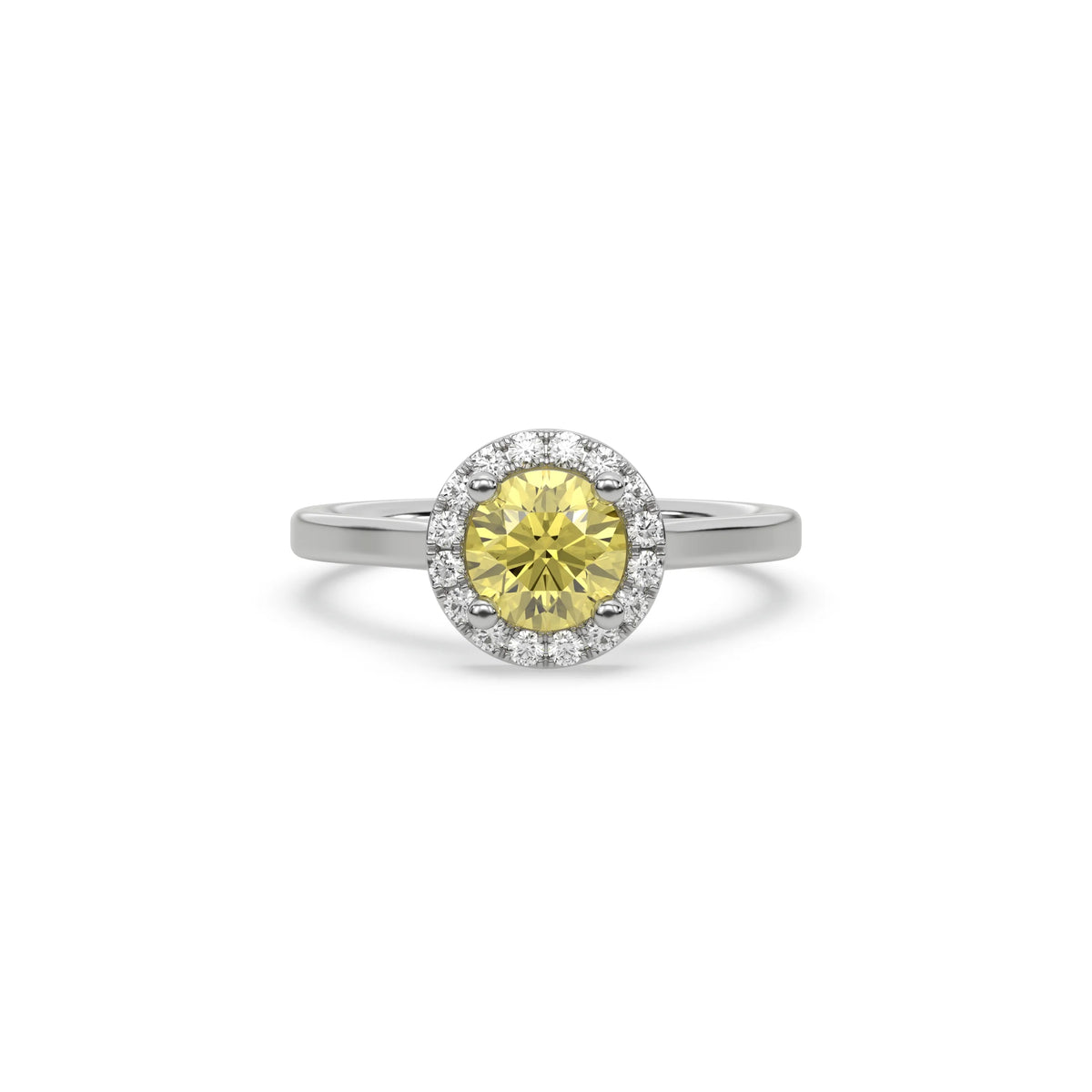 Yellow Diamond Classic Round Halo Engagement Ring