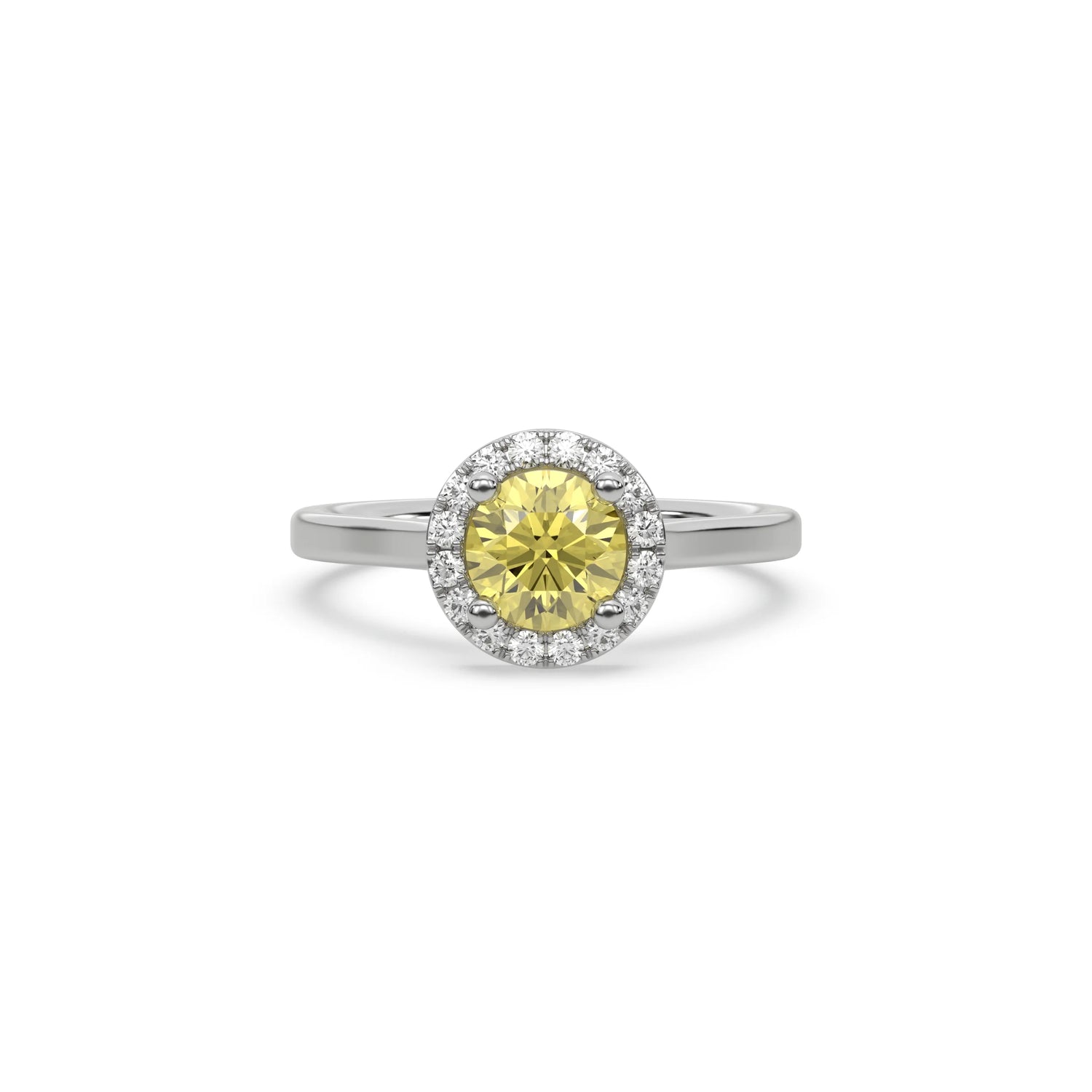 Yellow Diamond Classic Round Halo Engagement Ring