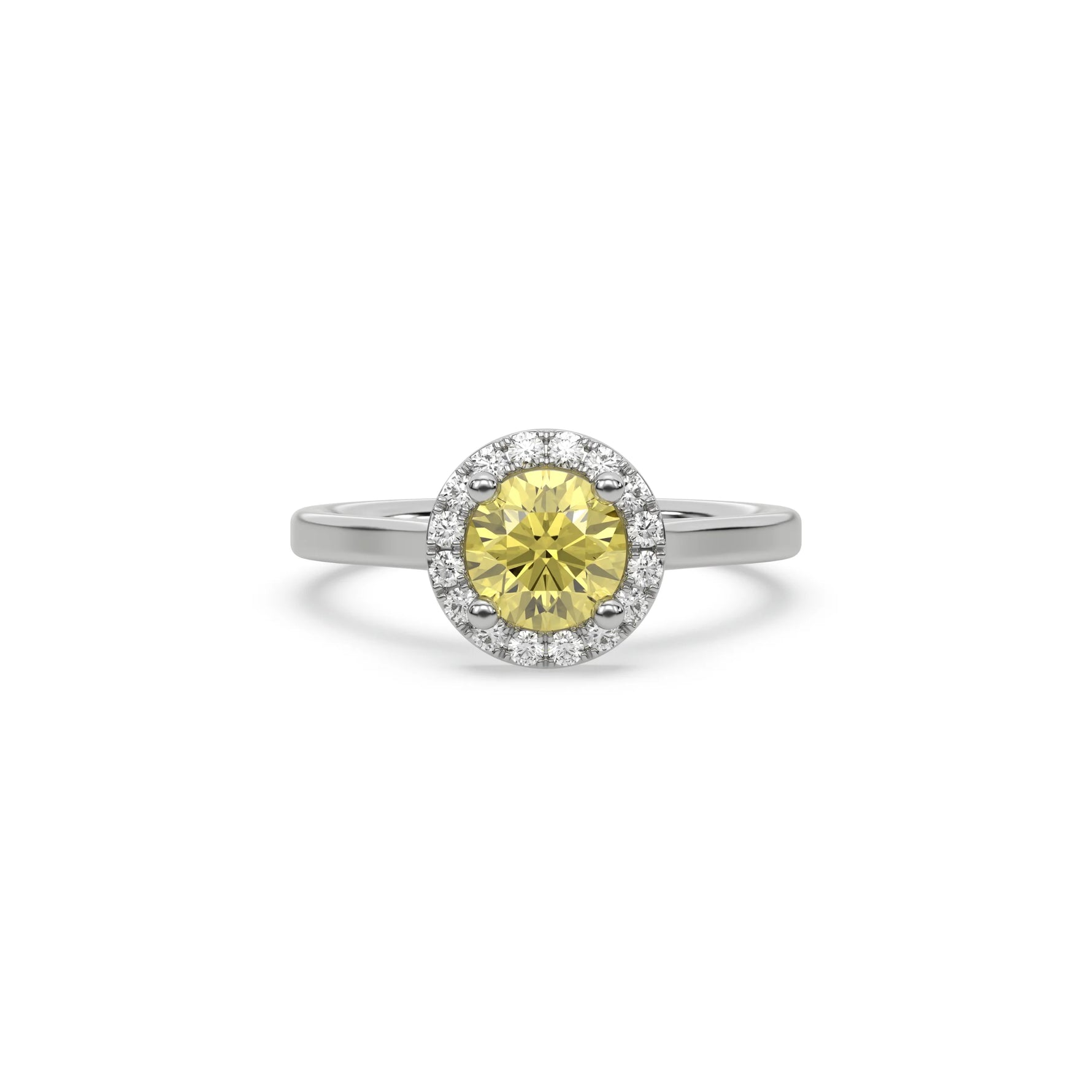 Yellow Diamond Classic Round Halo Engagement Ring