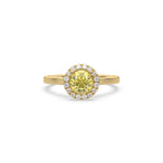 Yellow Halo Engagement Ring, Round Halo Wedding Ring, Halo Round Diamond Engagement Ring,