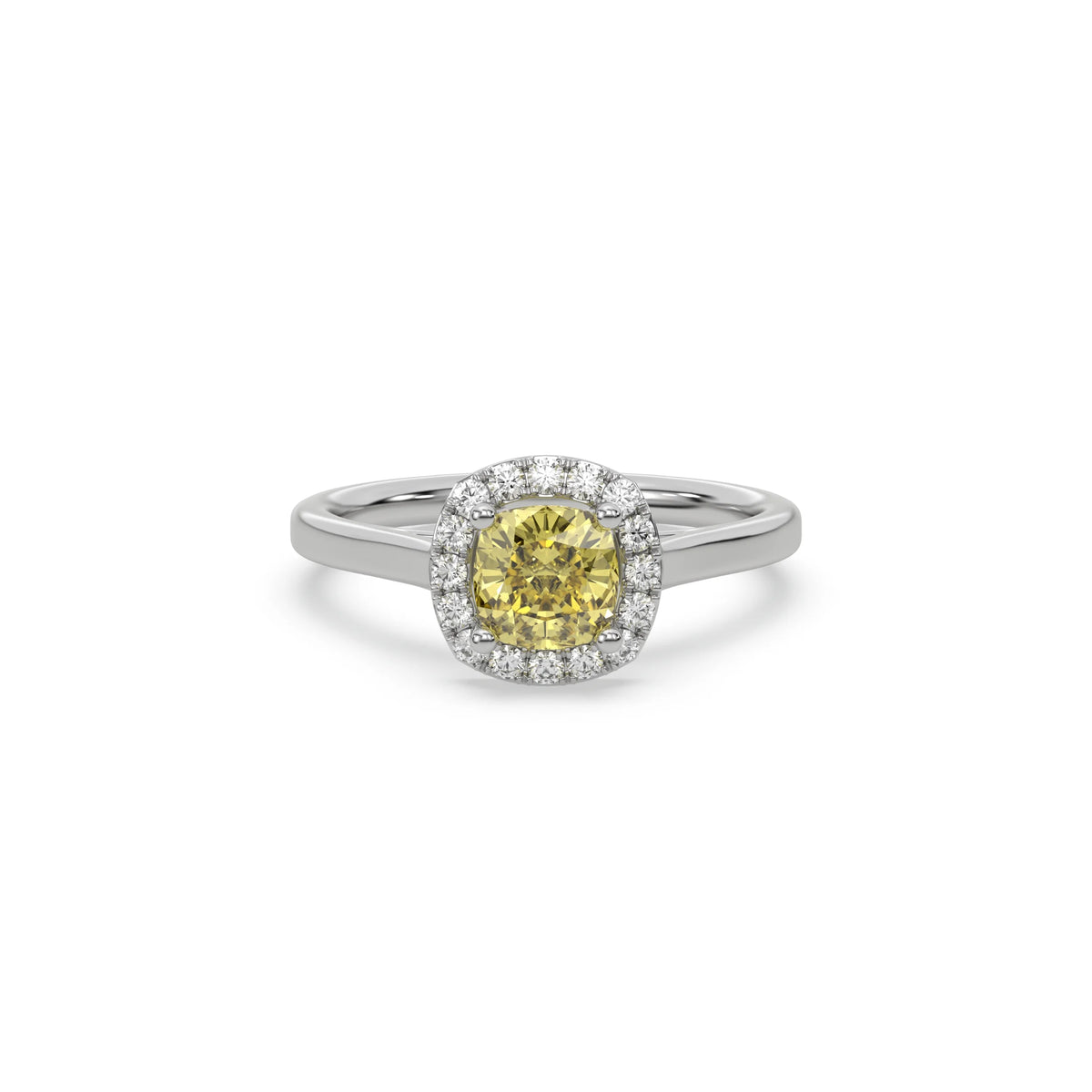 Yellow Diamond Cushion Halo Engagement Ring