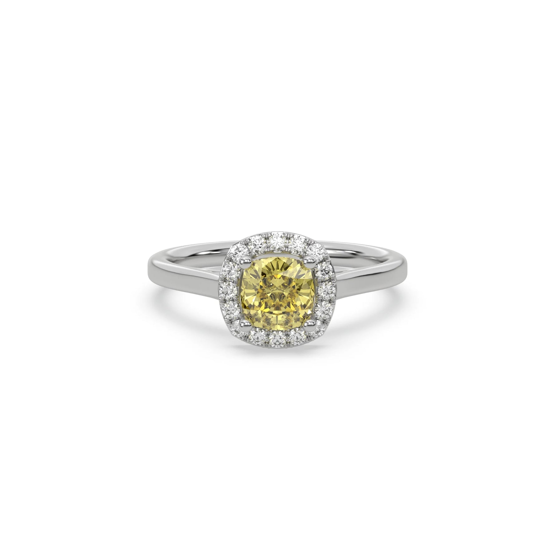 Yellow Diamond Cushion Halo Engagement Ring