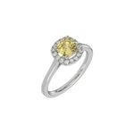 Yellow Cushion Halo Diamond Ring, Yellow Diamond Ring, Cushion Cut Engagement Ring, Cushion Halo Wedding Ring