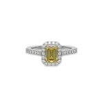 18K White Gold Fancy Yellow Emerald Solitaire Engagement Ring