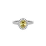14K White Gold Fancy Yellow Oval Diamond Engagement Ring