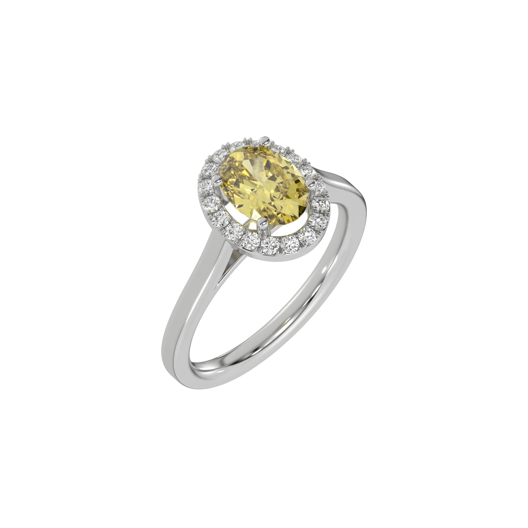 Yellow Oval Halo Engagement Ring, Yellow Diamond Engagement Ring, Halo Wedding Ring, Yellow Diamond Jewelry