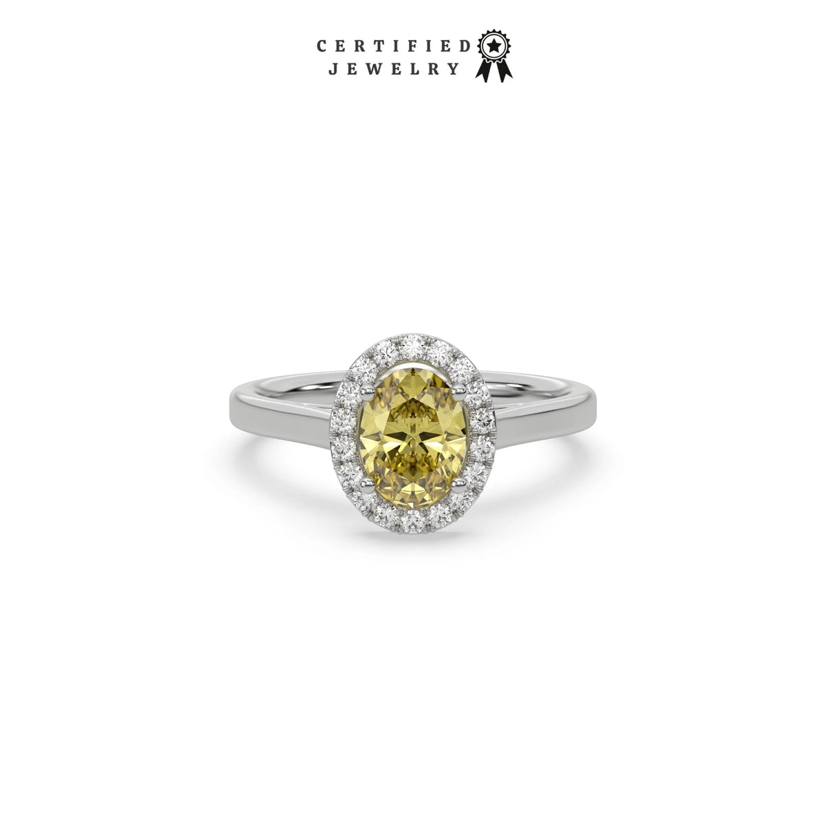 Yellow Oval Halo Engagement Ring, Yellow Diamond Engagement Ring, Halo Wedding Ring, Yellow Diamond Jewelry