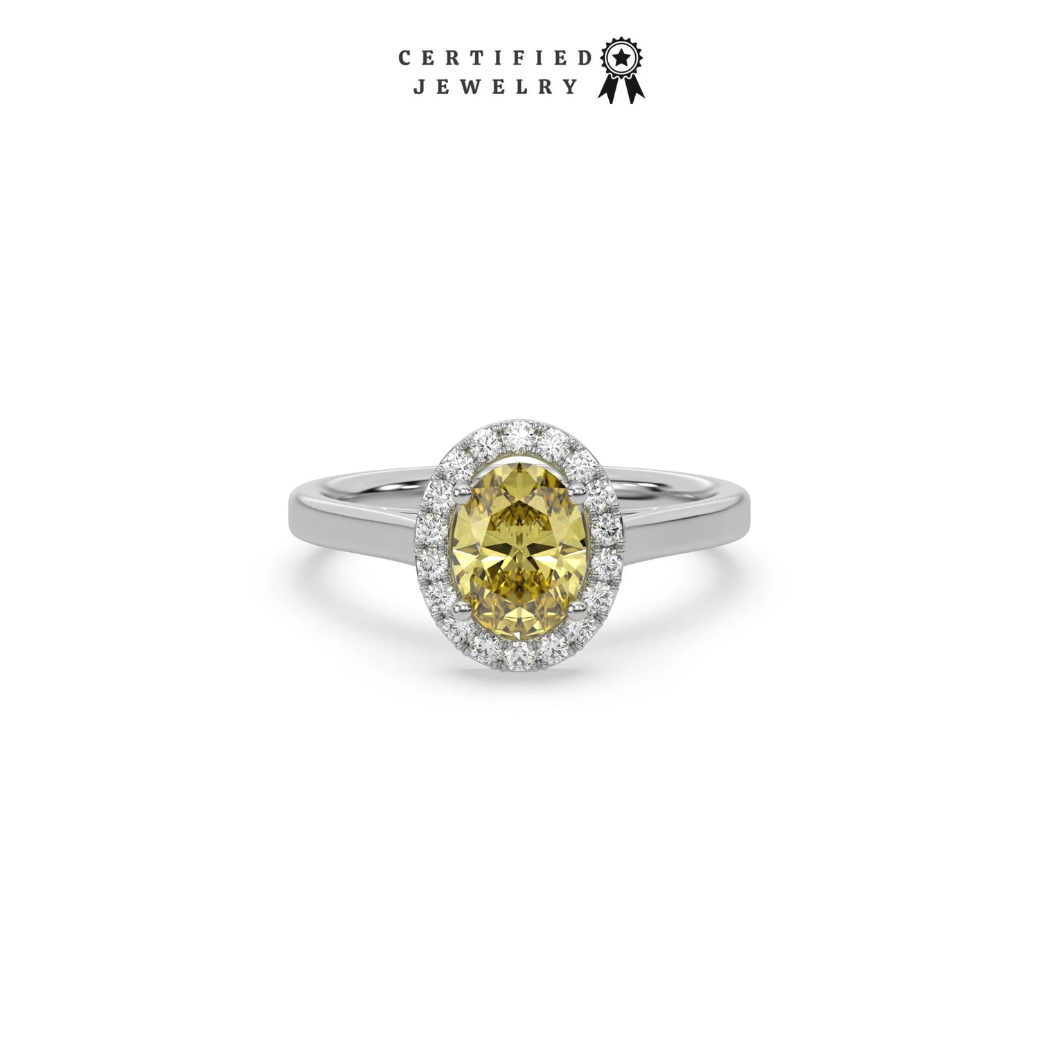 Yellow Oval Halo Engagement Ring, Yellow Diamond Engagement Ring, Halo Wedding Ring, Yellow Diamond Jewelry