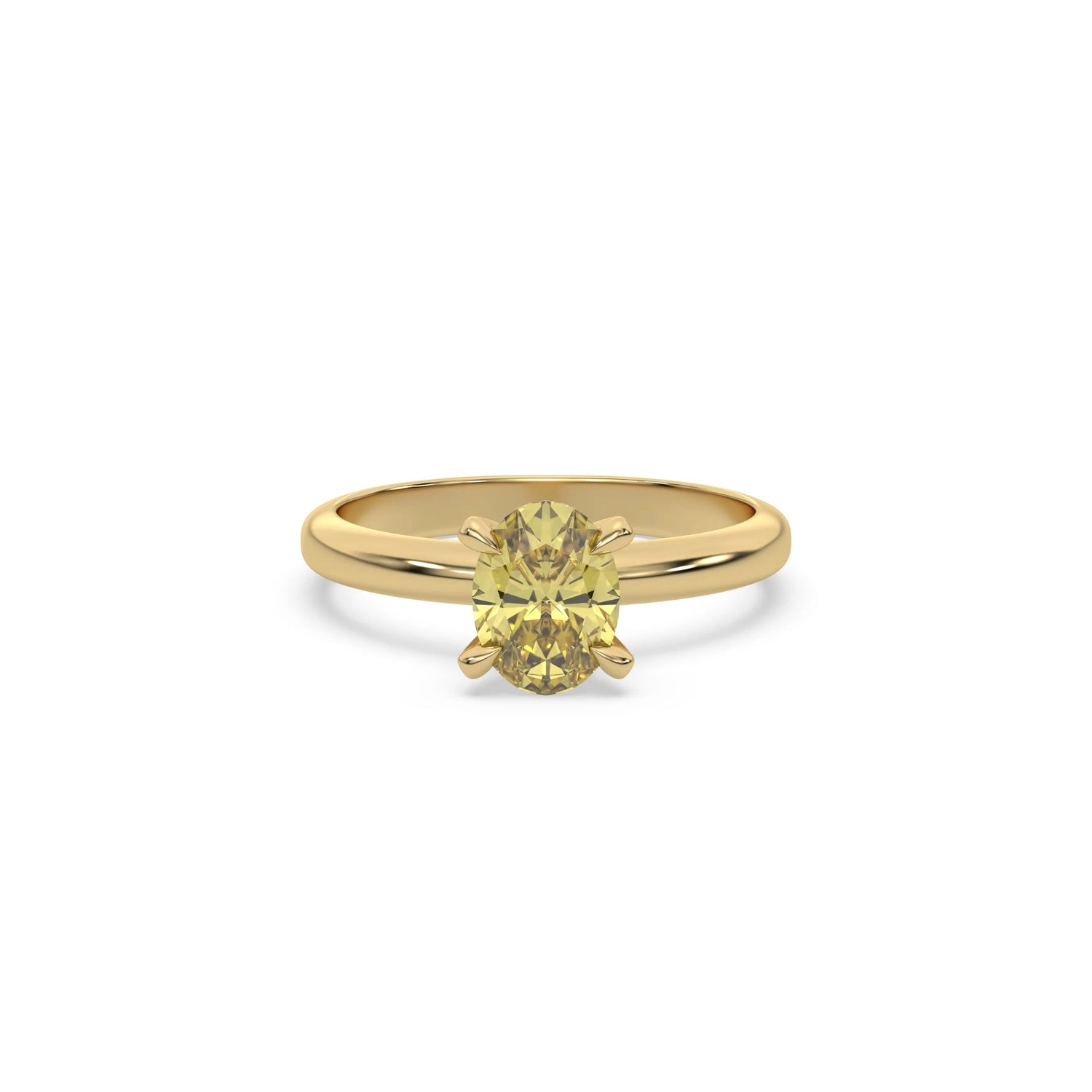 14K Yellow Gold 2CT Fancy Yellow Oval Diamond Engagement Ring