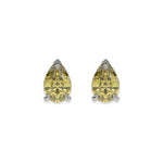 10k white gold Pear shaped diamond Earrings made with a fancy yellow pear shaped diamond set in a four prong setting