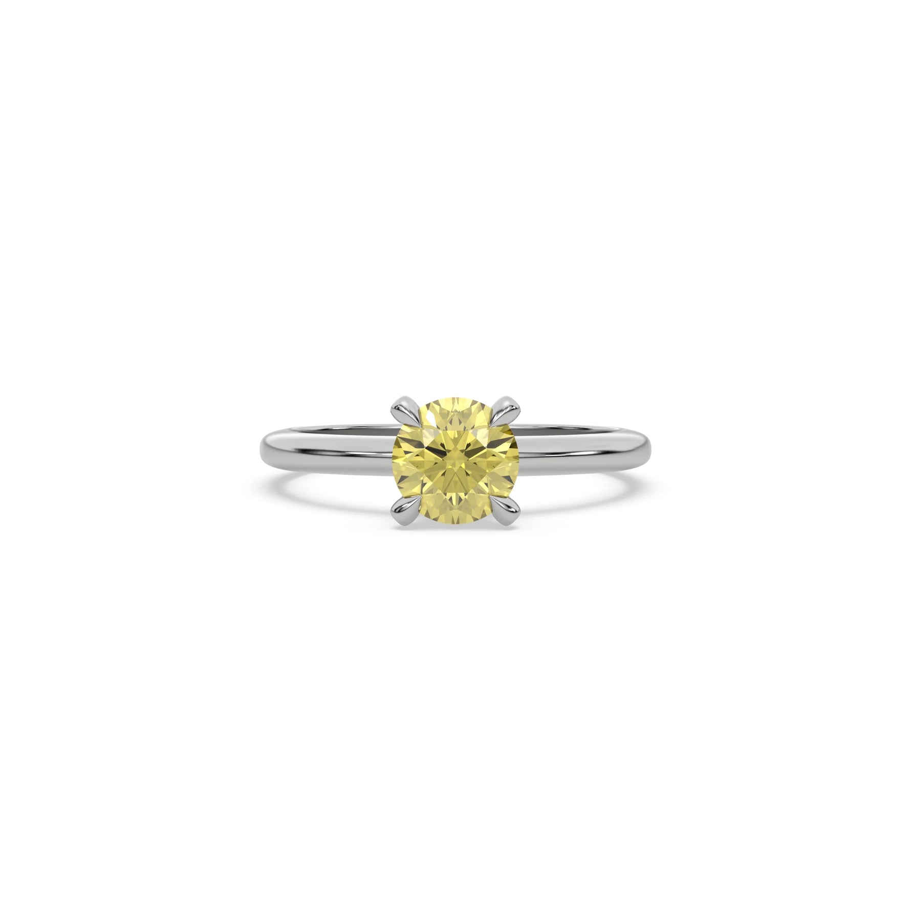 Fancy Yellow Diamond Round Solitaire Engagement Ring