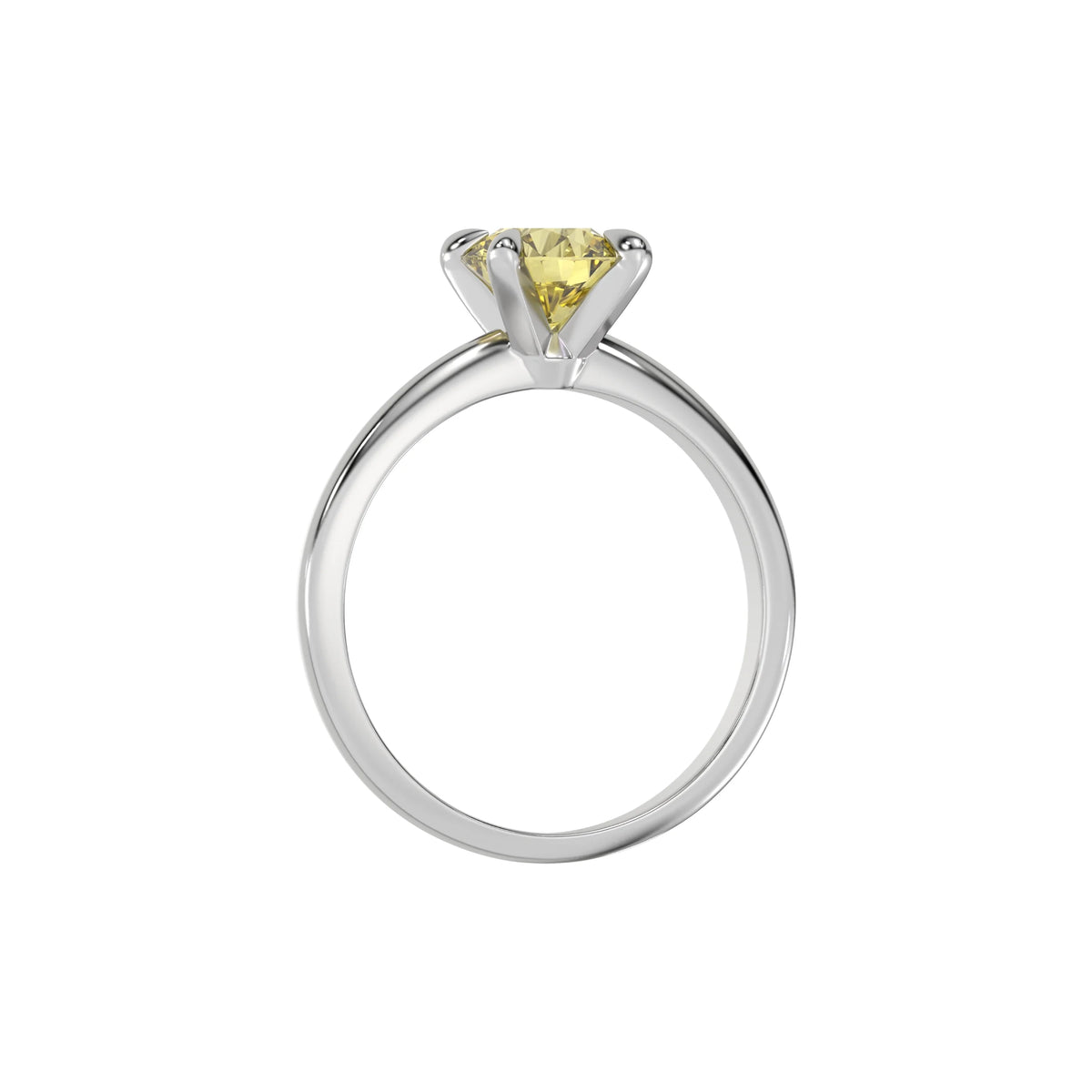 Yellow Diamond Ring, Round Diamond Ring, White Gold Engagement Ring, Solitaire Diamond Ring, Round Wedding Ring, Anniversary Gift