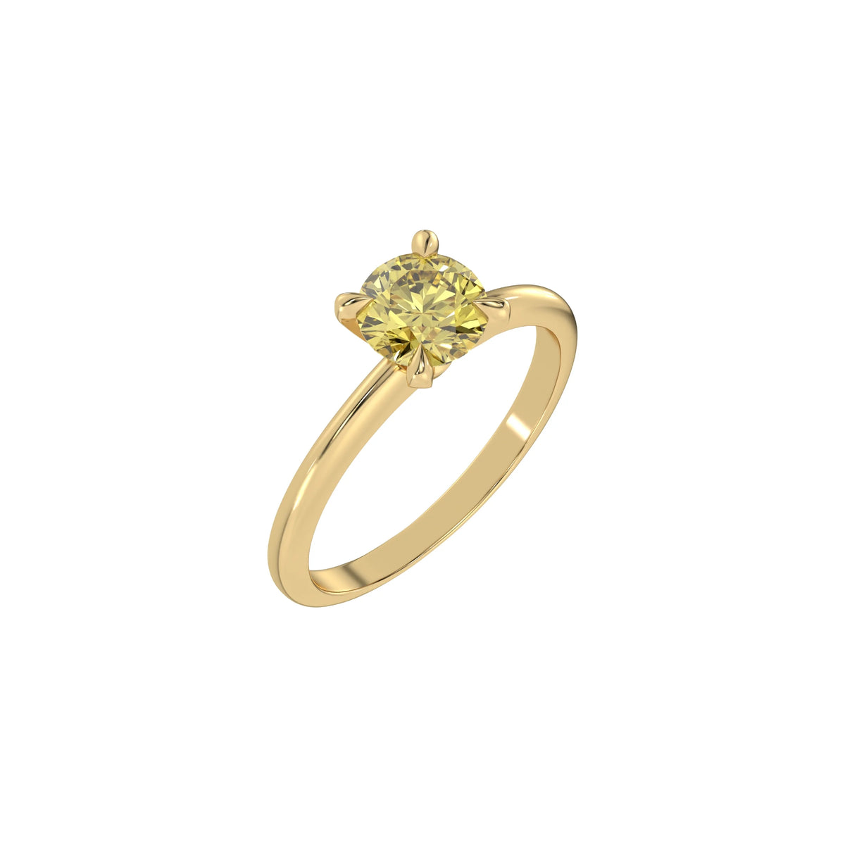 Yellow Diamond Ring, Round Diamond Ring, White Gold Engagement Ring, Solitaire Diamond Ring, Round Wedding Ring, Anniversary Gift