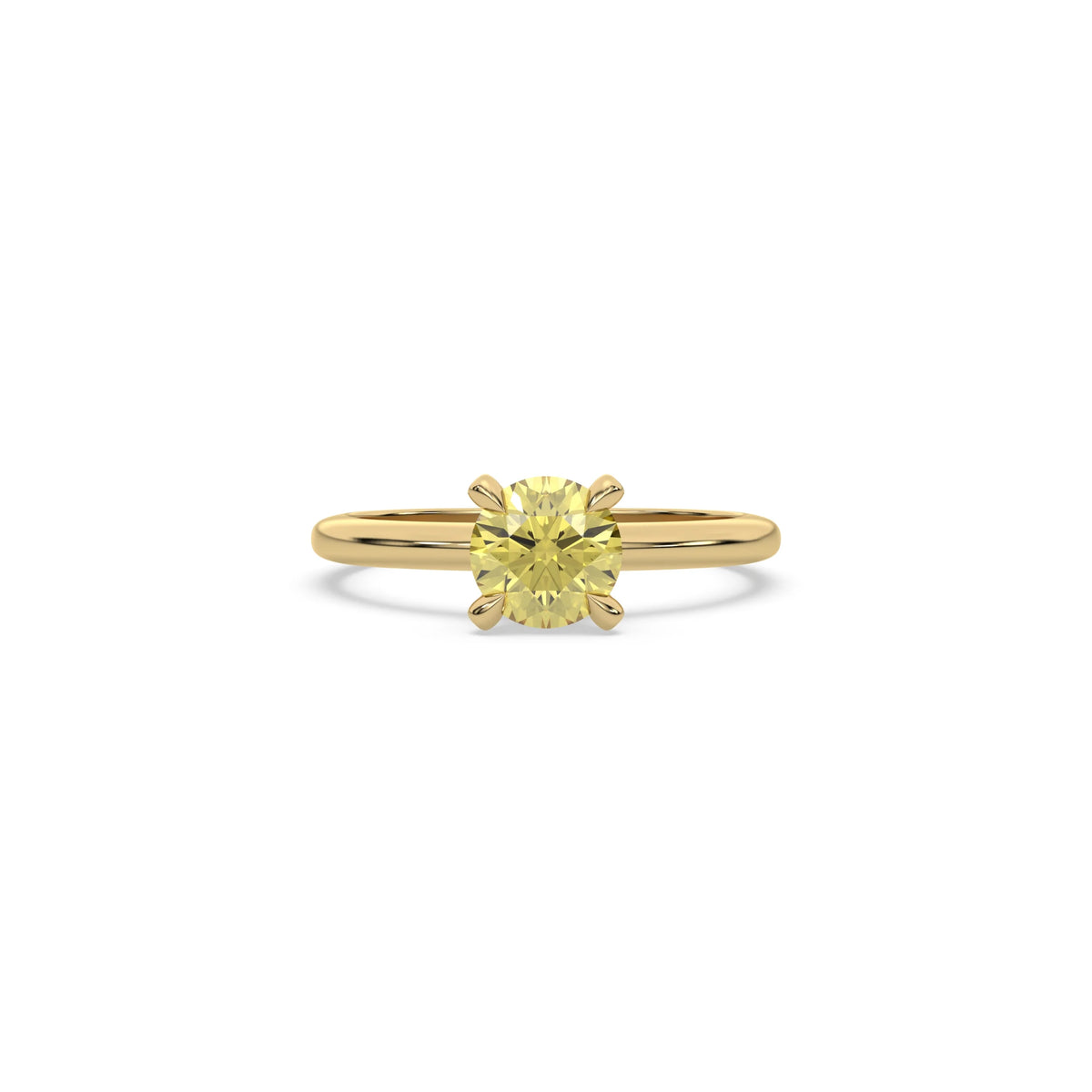 Yellow Diamond Ring, Round Diamond Ring, White Gold Engagement Ring, Solitaire Diamond Ring, Round Wedding Ring, Anniversary Gift