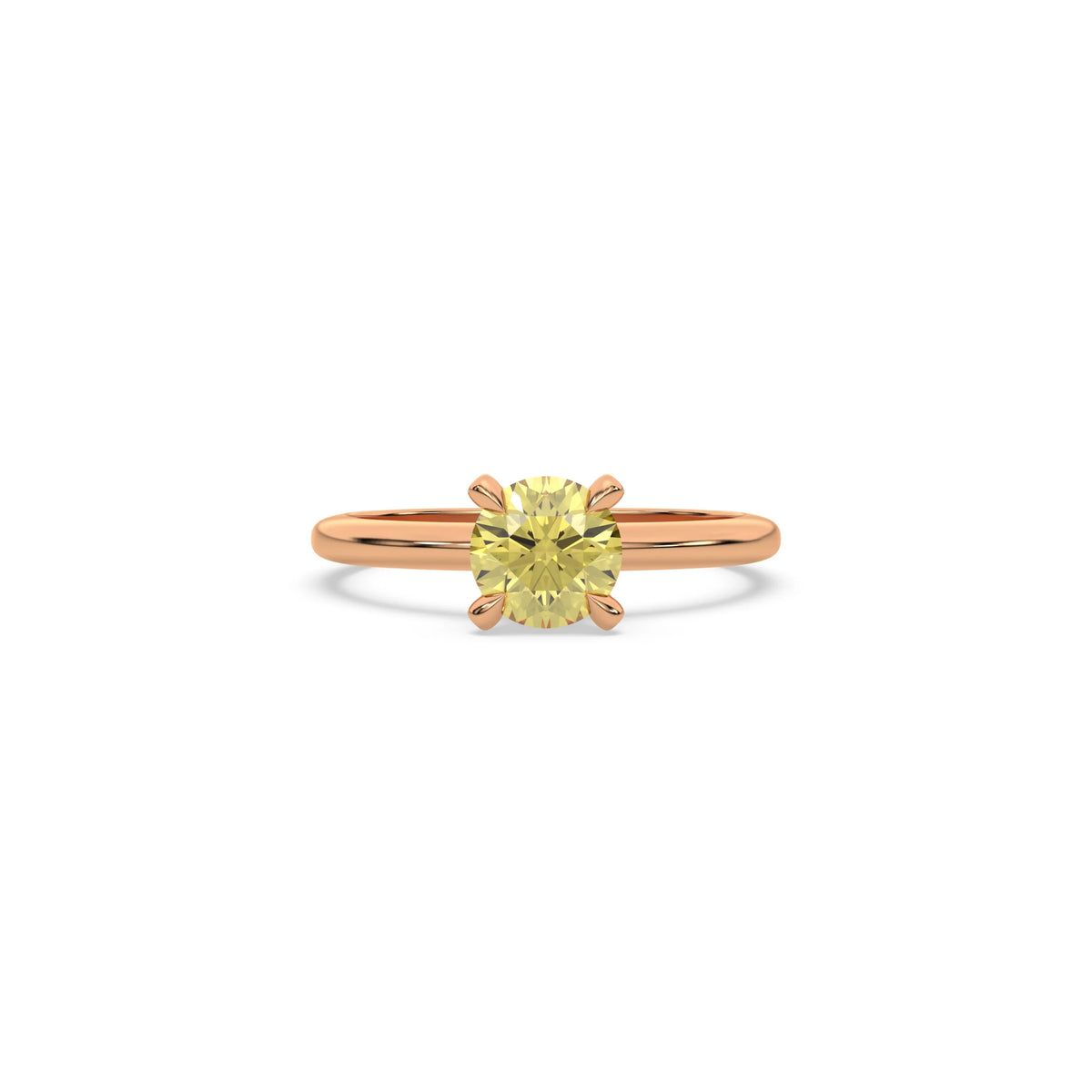 Yellow Diamond Ring, Round Diamond Ring, White Gold Engagement Ring, Solitaire Diamond Ring, Round Wedding Ring, Anniversary Gift