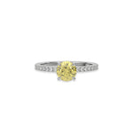 18K White Gold Fancy Yellow Round Diamond Solitaire Engagement Ring