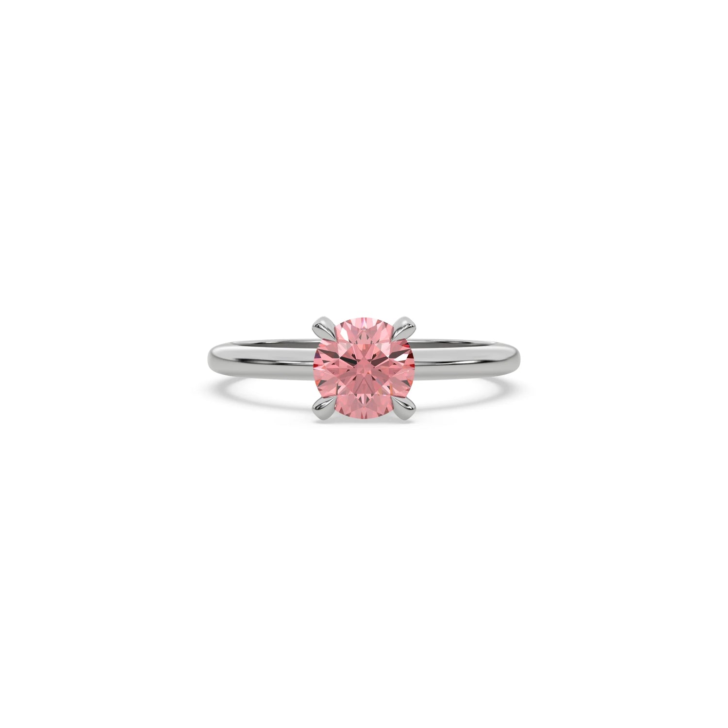 Fancy Pink Diamond Round Solitaire Engagement Ring