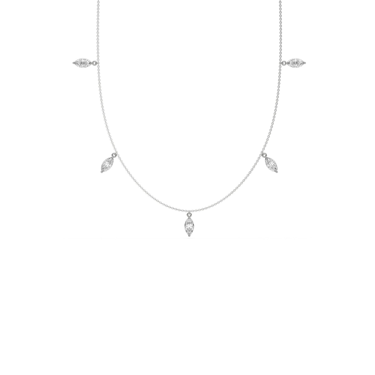 3 CT Five Natural Marquise Diamond Dangle Necklace For Women