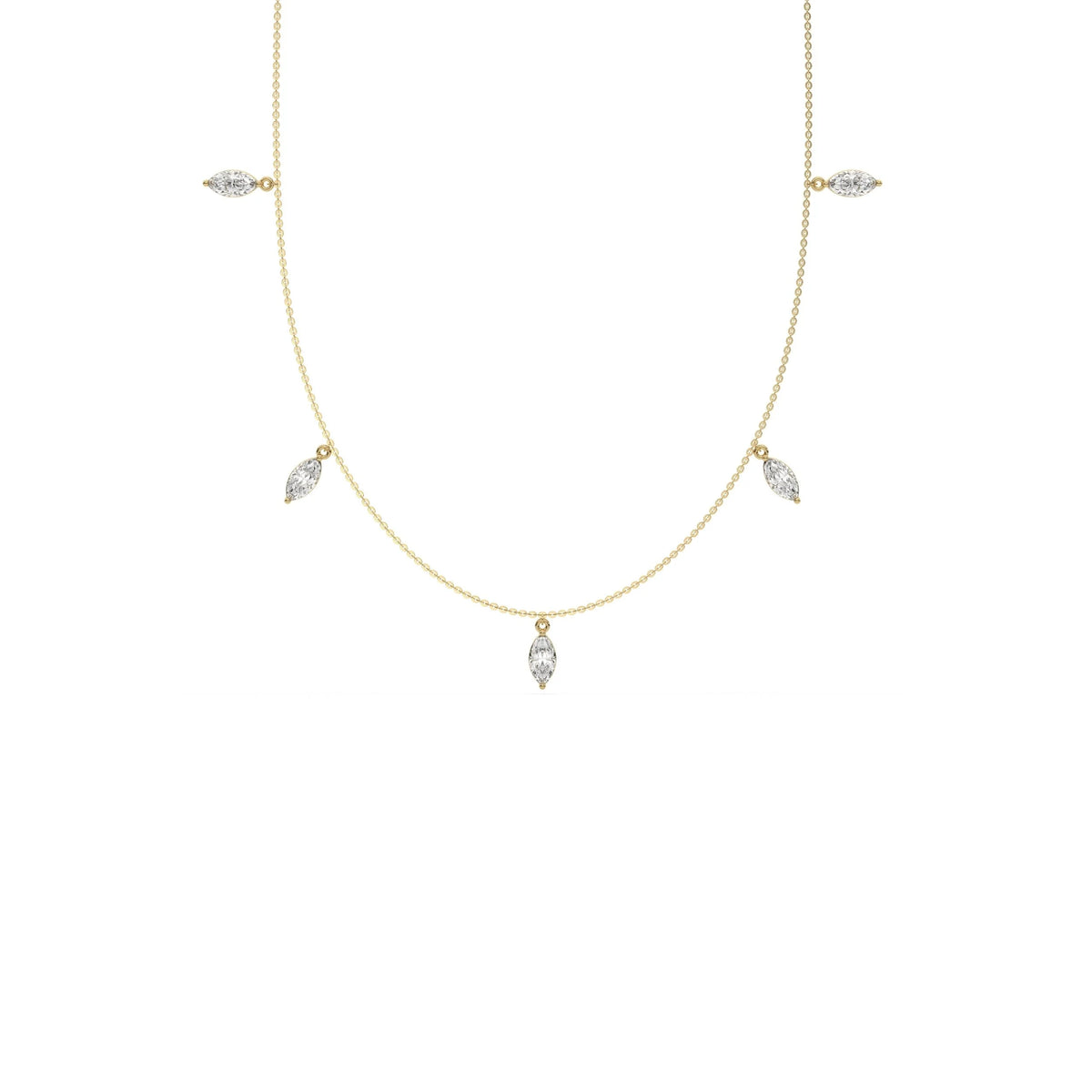 3 CT Lab Grown Five Dangling Marquise Diamond Necklace