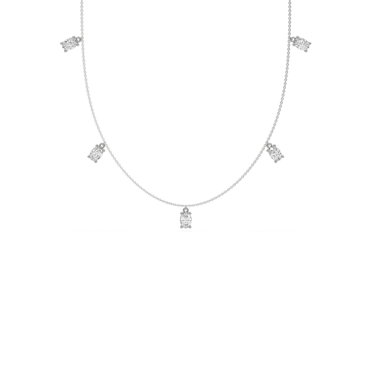 3 CT Oval Cut Five Natural Diamond Dangling Necklace