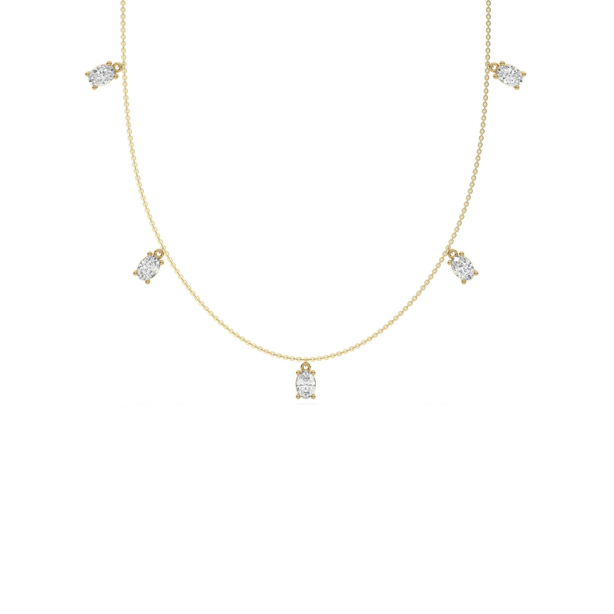3 CT Five Oval Lab Grown Diamond Dangle Necklace For Women