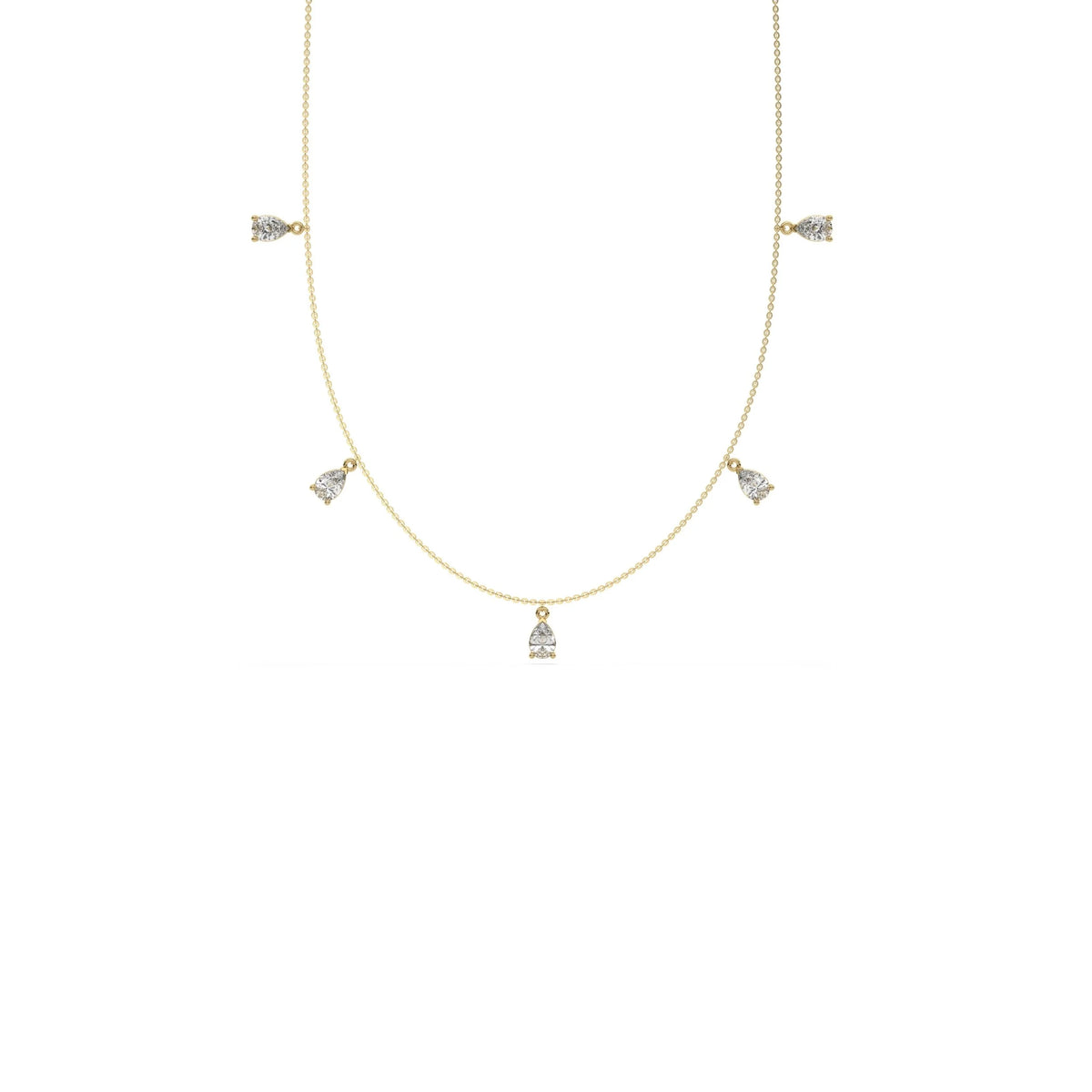 3 CT Five Pear Shape Lab Grown Dangling Diamond Necklace