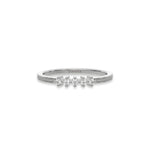 This white gold 5 Round Diamond Ring handmade with five round brilliant-cut diamonds and set in a shared four prong setting with milgrain detailing on the band in top view