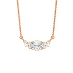 18K Rose Gold Oval Diamond Floating Pendant