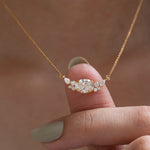 Floating Oval Diamond Necklace 
