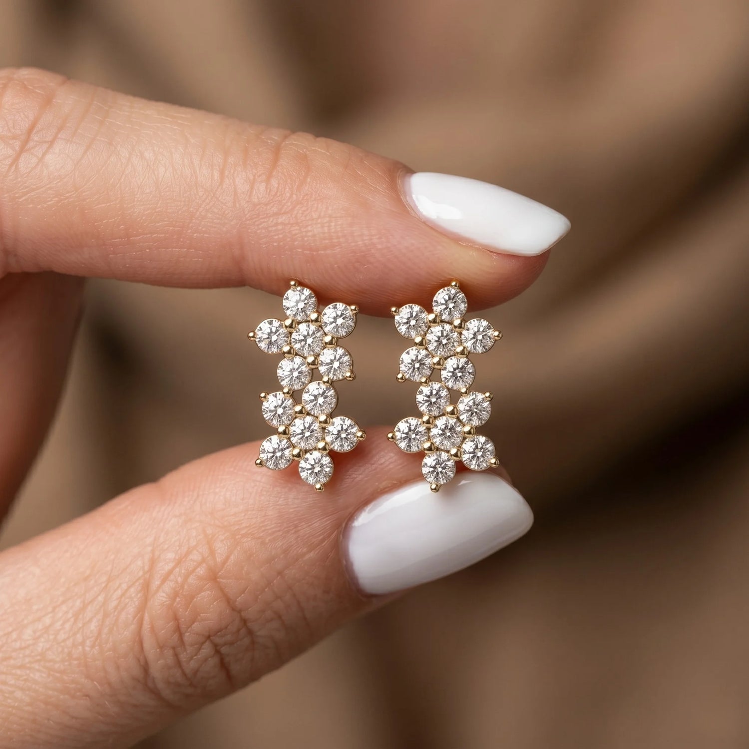 0.44 CT Lab Grown Diamond Flower Earrings