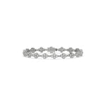 14K White Gold Round Diamond Clover Tennis Bracelet