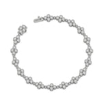 14K White  Gold Round Diamond Bezel Flower Tennis Bracelet