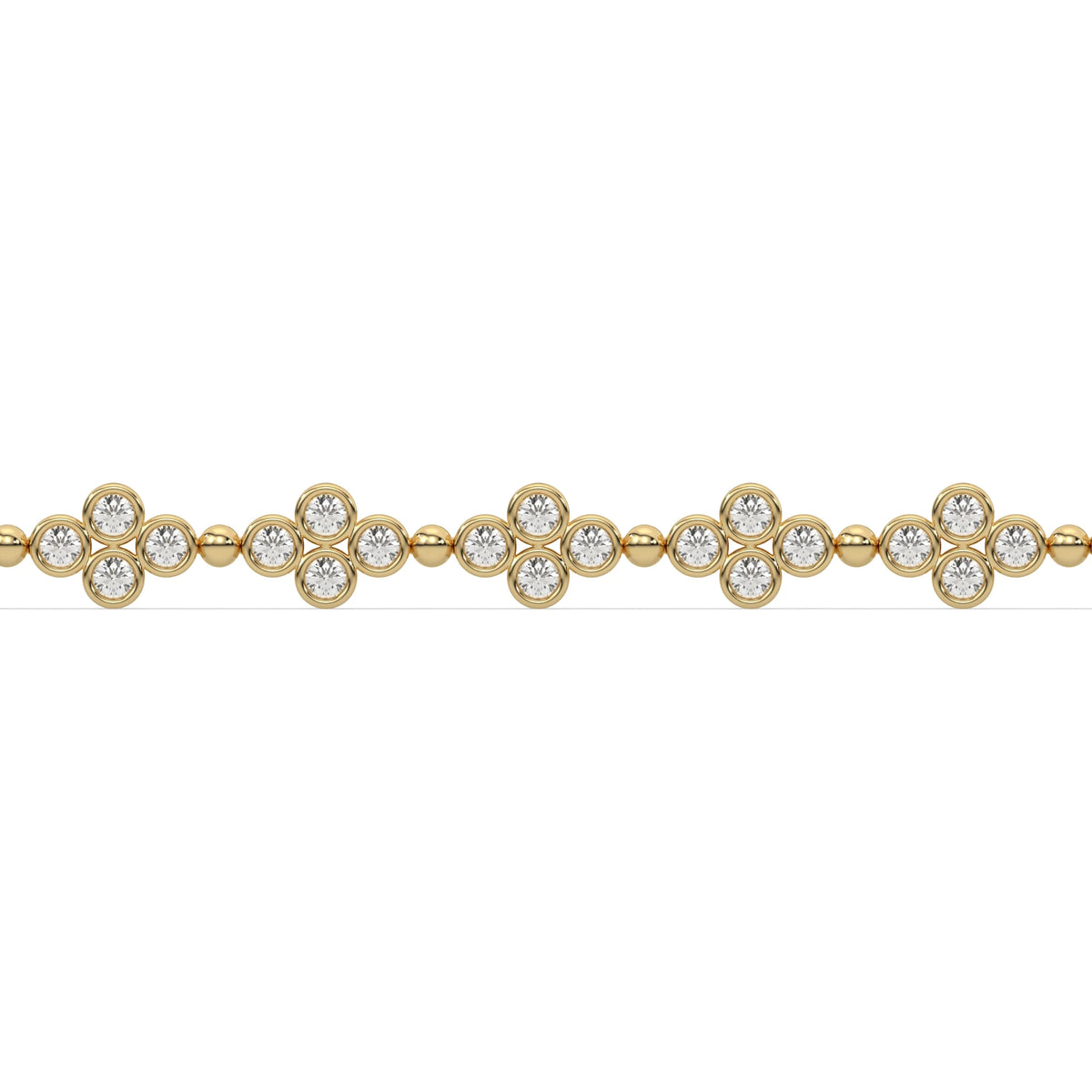 Round Diamond Flower Tennis Bracelet
