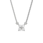 This white gold Round Diamond Necklace made with four round brilliant-cut diamonds, securely set in shared prong setting in top view