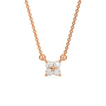 This rose gold Round Diamond Necklace made with four round brilliant-cut diamonds, securely set in shared prong setting in top view