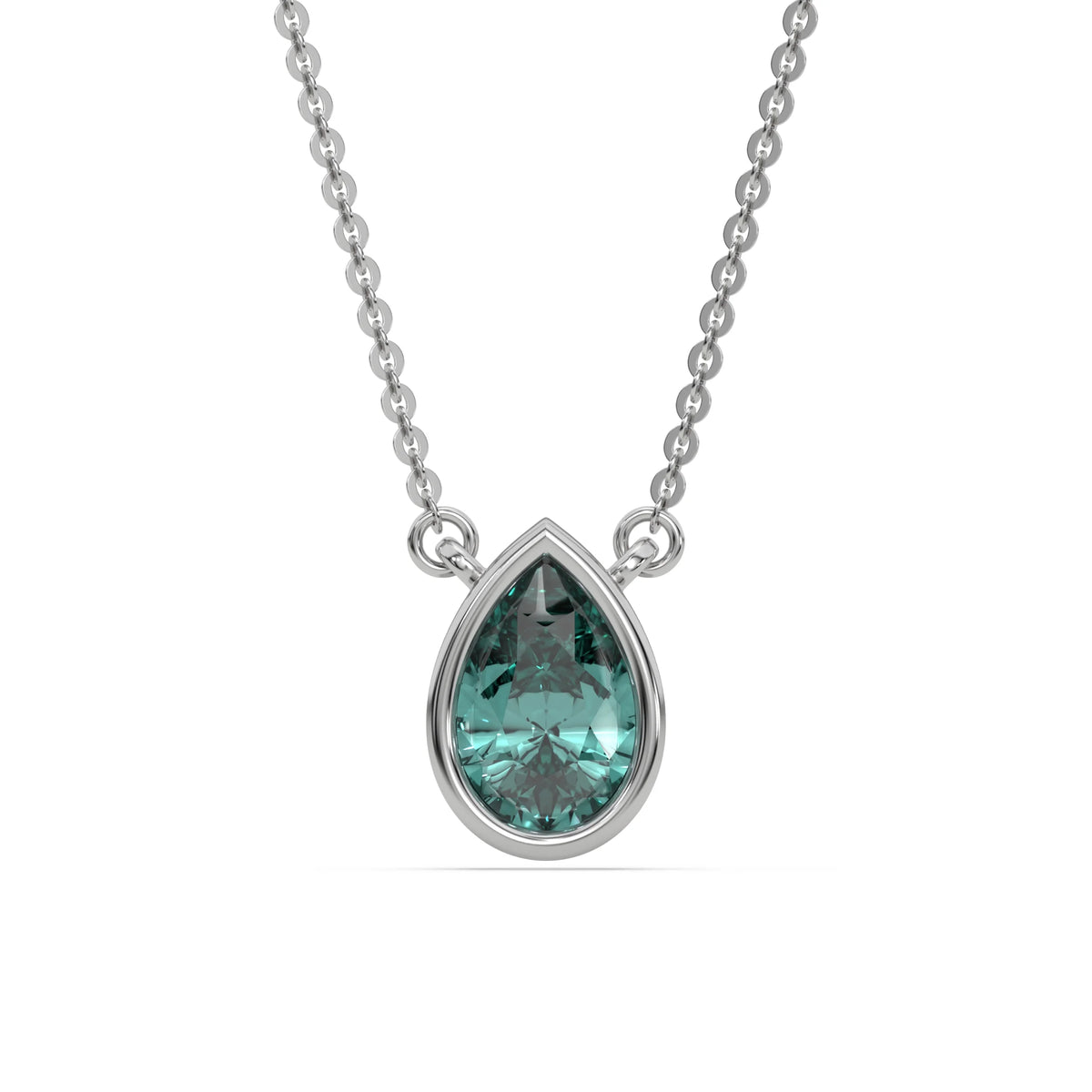 3 CT Fancy Green Pear Diamond Pendant Bezel Set Solitaire Necklace