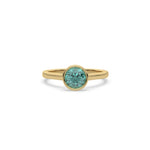 14K Yellow Gold Fancy Green Round Diamond Engagement Ring