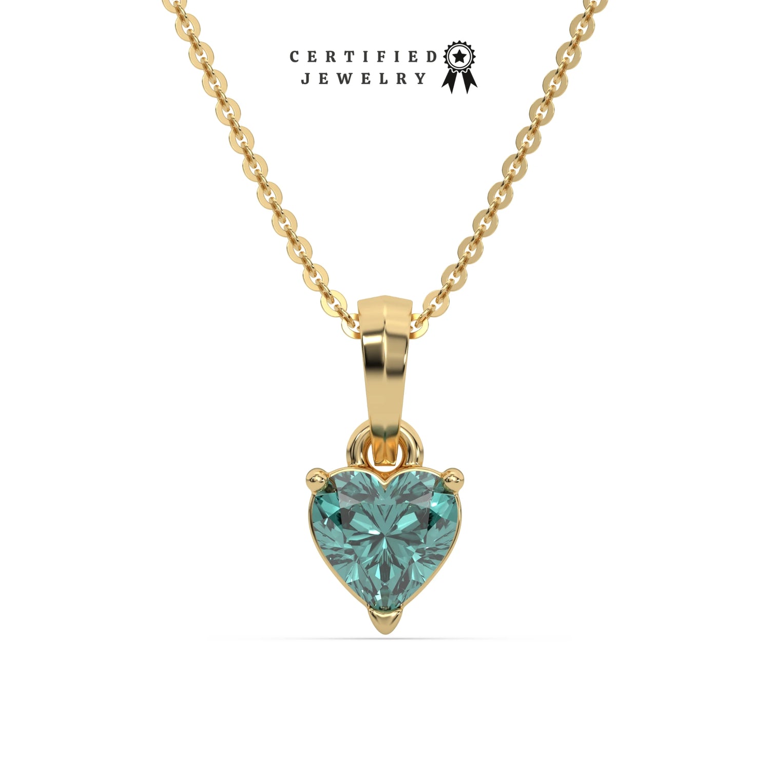 3 CT Fancy Green Diamond Heart Solitaire Necklace