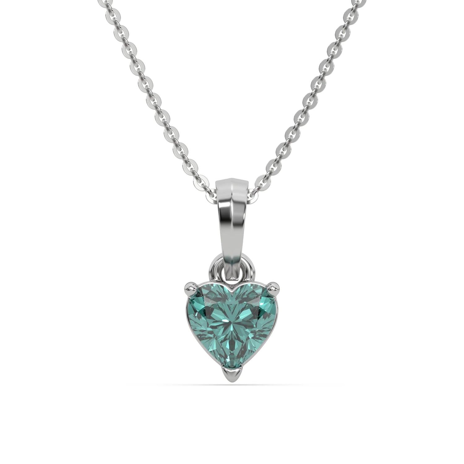3 CT Fancy Green Diamond Heart Solitaire Necklace
